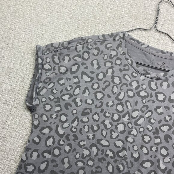 Tuff Athletics Women's XXL Grey Workout Tee Leopard Camo AOP Short Sleeve - Picture 2 of 14